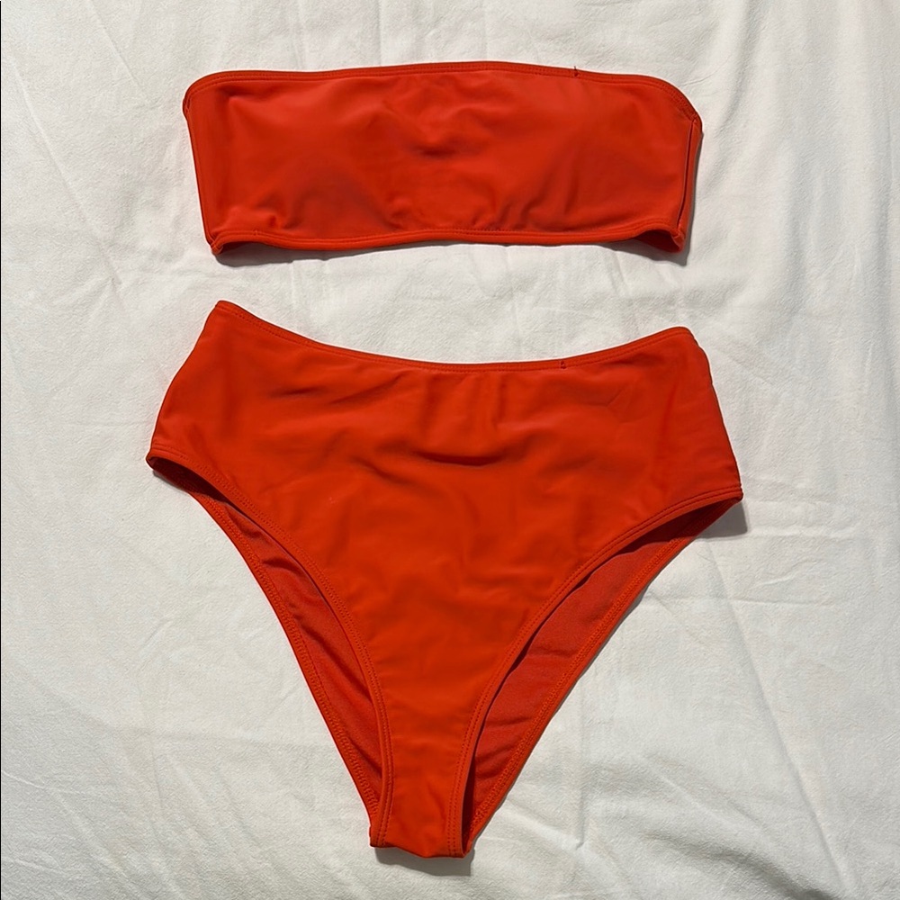Vibrant Red Orange Bikini Set